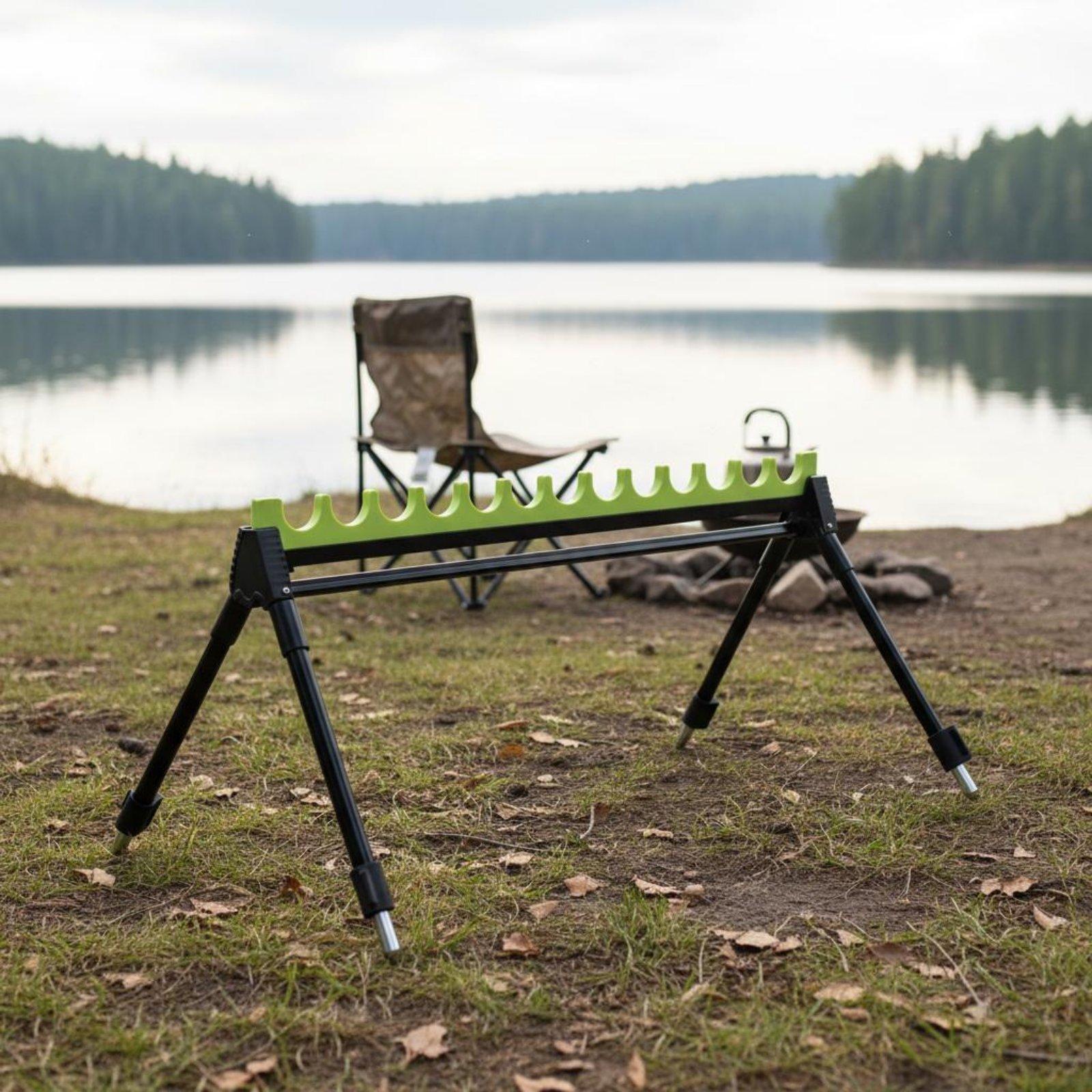 Fishing Rod Rack - マルチスロット釣り竿スタンドポータブル伸縮式ロッドラックアルミ釣り竿レストホルダー淡水釣り旅行用
