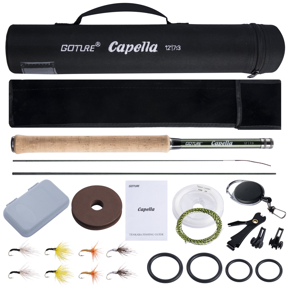 Fishing Rod Carbon Fiber - GOTENKara-超軽量釣り竿,3.6mコンボ,ライン付きカーボンファイバーアクセサリー,ポータブル,ロッドセット,固定