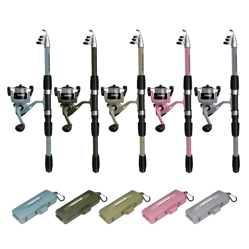 Fishing Rod Spinning - 1.65m超軽量カーボンファイバースピニングフィッシングロッドコンボ、高速アクションシーバスギア（大人用）、湖・船・川釣り用