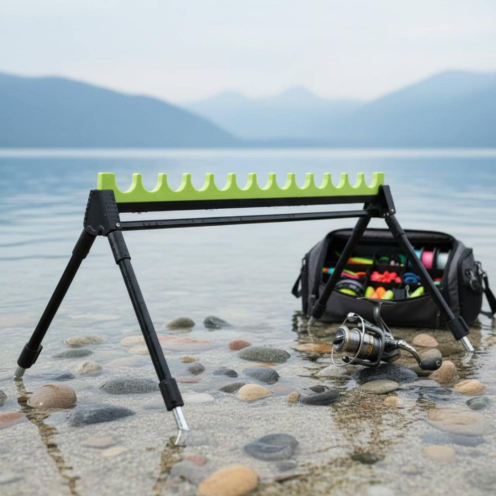 マルチスロット釣り竿スタンドポータブル伸縮式ロッドラックアル - Fishing Rod Rack のレビューと価格