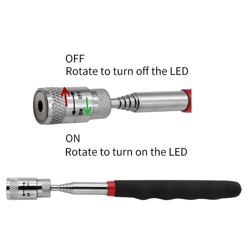 LEDライト付き伸縮式磁気ペン拡張可能なピックアップロッドミ - Fishing Rod Travel のレビューと価格