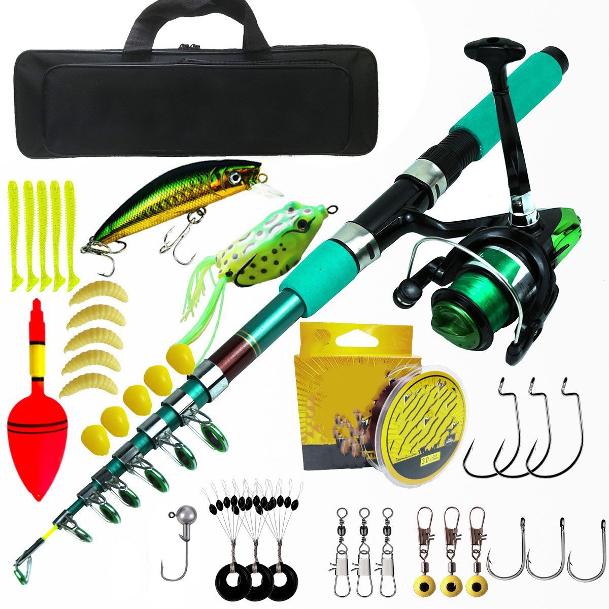 ポータブル超軽量鯉釣り用伸縮式スピニングロッドリールコンボキ - Fishing Rod Spinning のレビューと価格